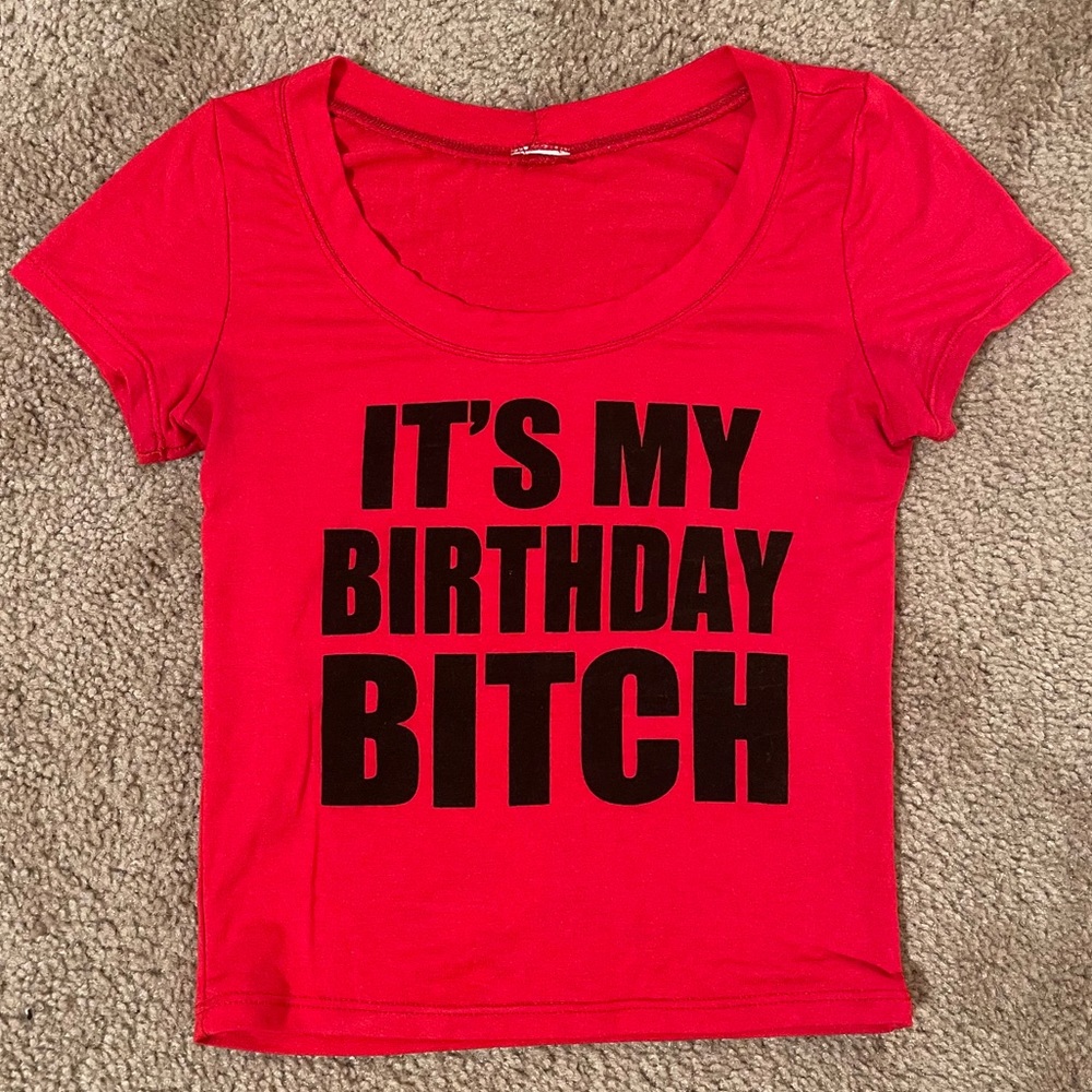 Hilarious birthday tight crop tee